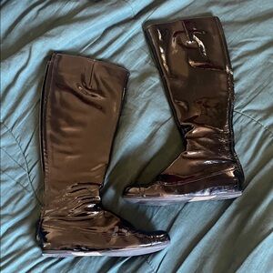 Lanvin black patent leather boots